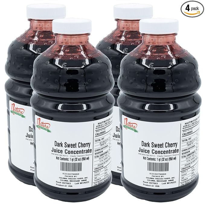 Nature Blessed 100% Pure Dark Sweet Cherry Fruit Juice Concentrate - 4 Quarts (4/32 fl oz bottles) Great for Home Vintners Brewers Cider Spirits or Smoothies