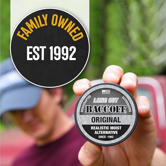 1 Can BaccOff Classic Original Long Cut Bold Natural and Smokey Flavor Realistic Moist Alternative