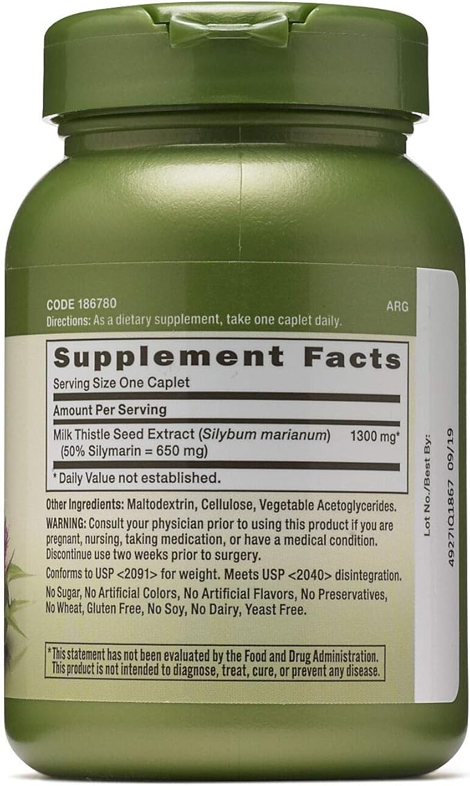 GNC Herbal Plus Milk Thistle 1300mg Supplement Extra Strength Vegetarian Supports Healthy Liver Function 60 Servings