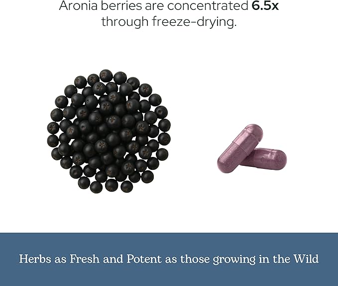 Eclectic Institute Raw Freeze-Dried Organic Aronia Berry Capsules | Supports Heart Immune System Digestive and Urinary Tract Health | 90 CT (450 mg)
