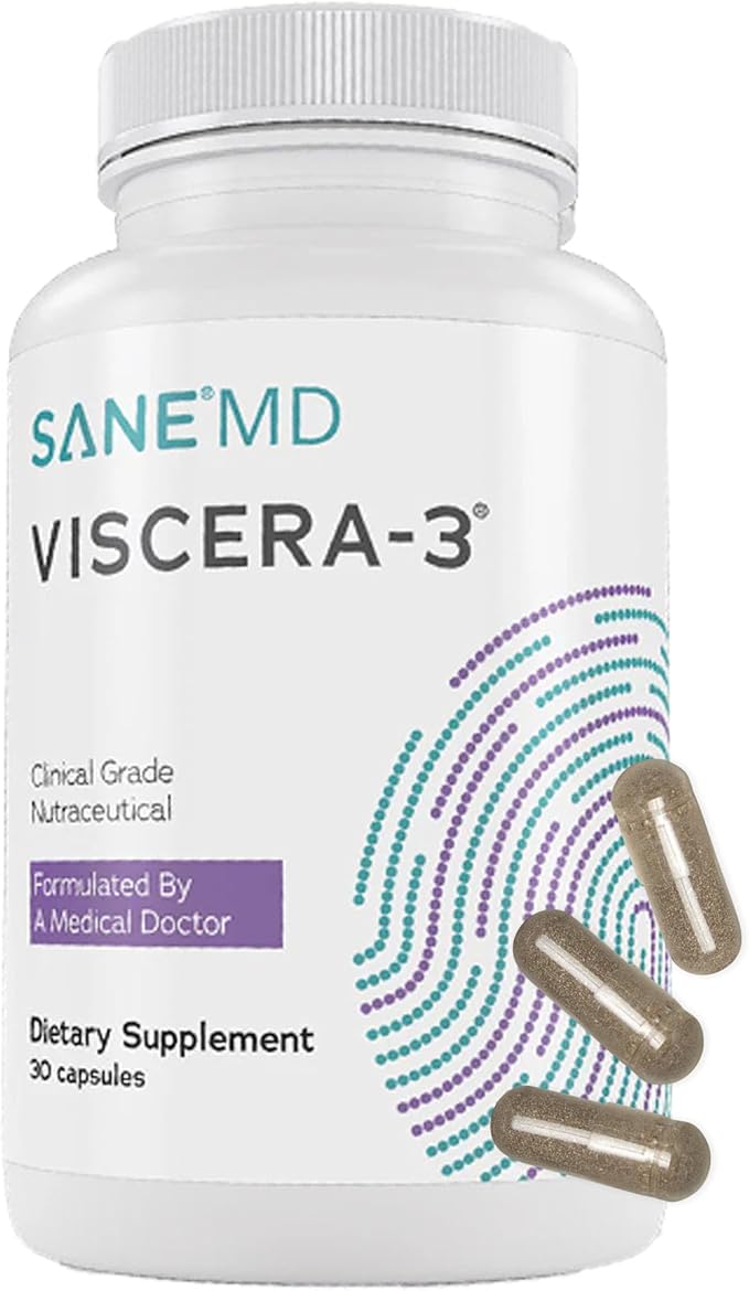 SANE MD - Viscera 3 Postbiotics with Tributyrin - Sodium Butyrate Supplement for Gas and Bloating Relief - Gut Health - IBS &amp Leaky Gut Butyric Acid Supplement - NSF Certified - 30 Capsules