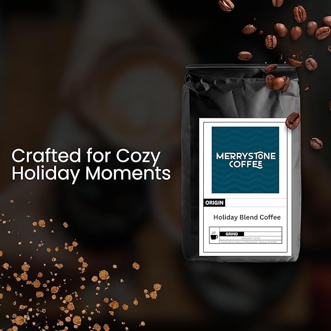 Merrystone Holiday Blend Coffee Festive Medium-Dark Roast Roasted to Order 5 Lb Standard Grind