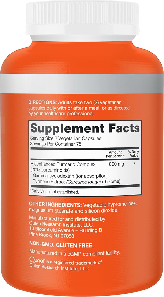 Qunol Turmeric Curcumin Supplement 1000mg with Ultra High Absorption for Joint Support Extra Strength Capsules 150 Count