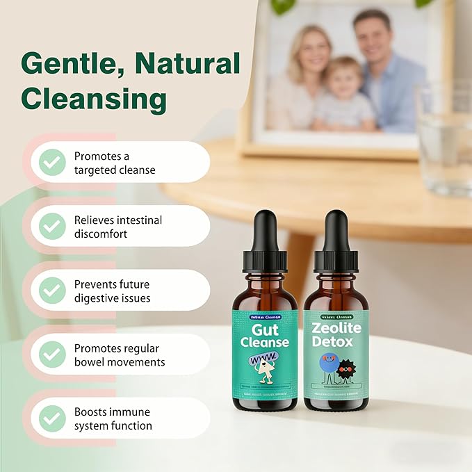 Complete Kit - Intestinal &amp Liver Support with Zeolite Detox Drops for Immune Boost Energy &amp Family Wellness 30-Day Supply for Adults &amp Kids