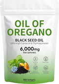 Oil of Oregano Softgels 300 Count Non-GMO | 2 in 1 Formulated with 4X Strength Carvacro | Black Seed Oil l &amp Thymoquinone | Plant Based
