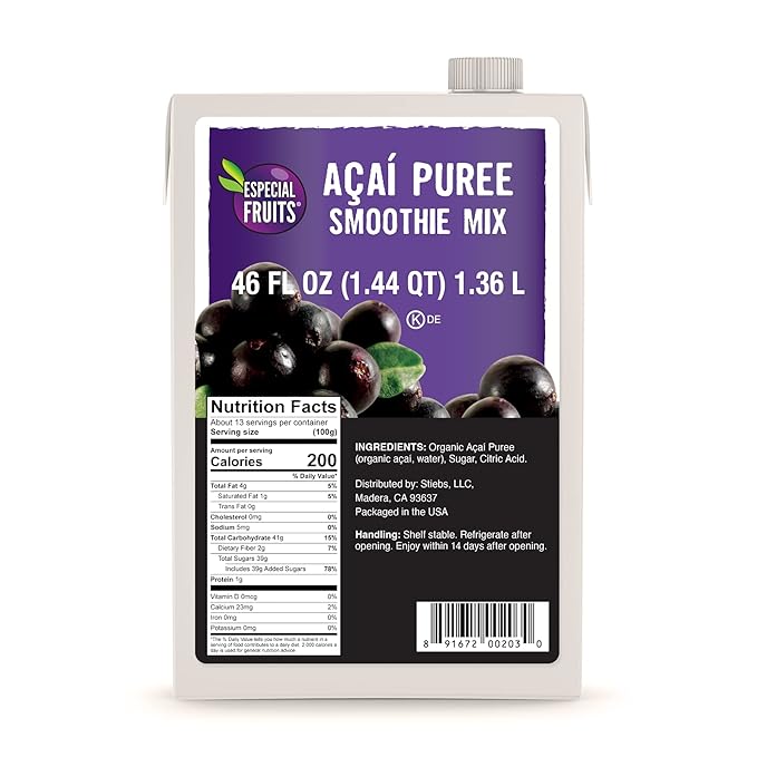 Especial Fruits (Previously Zola) Brazilian Super-fruit Acai Berry Puree for Smoothies Bowls and More (6)
