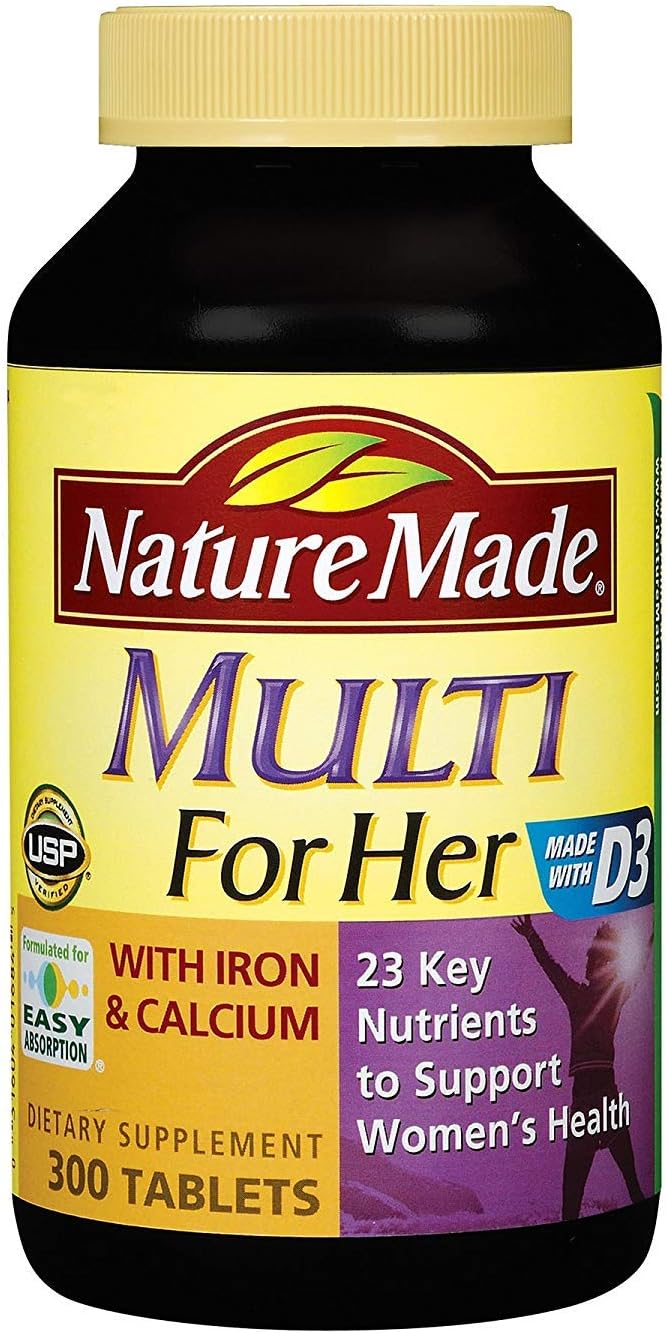 Nature Made Multi Vitamins for Her with Iron and Calcium and 23 Key Nutrients to Support Women's Health (300 Tablets)