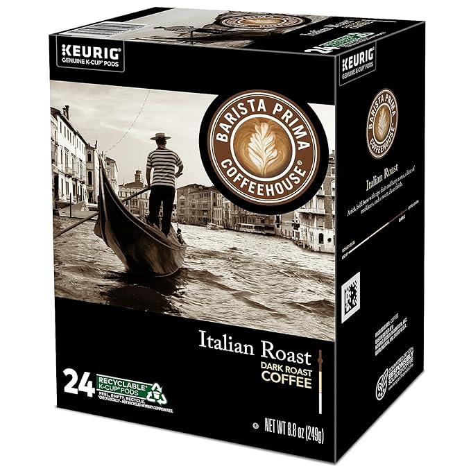 Barista Prima Italian Roast Coffee Keurig K-Cup Pods Dark Roast 96/Carton (66149)