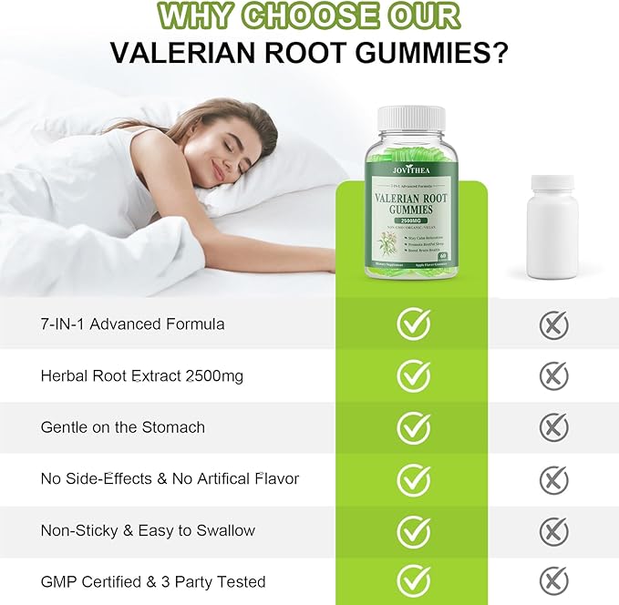 2 Pack Organic Valerian Root Gummies Herbal Supplements for Calm &amp Relaxation Natural Sleep Support for Adults &amp Kids Melatonin Free Vegan Non-GMO Gluten Free Apple Flavor 120 Count