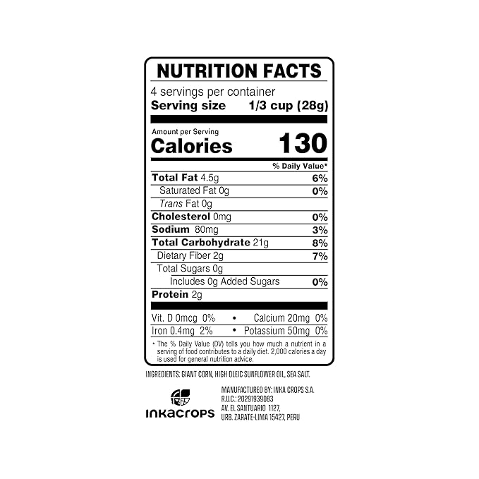 Inka Corn Nuts Gluten Free Roasted Giant Corn Original Flavor 4 Ounce (Pack of 6)