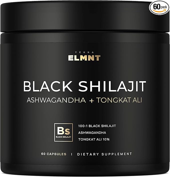 103800mg Black Shilajit for Men 100x Strength w. Ashwagandha &amp Tongkat Ali 10% Extract - Ultra Pure Himalayan Shilajit Capsules 60% Fulvic Acid - Male Enhancing Supplement Energy &amp Stamina Bo