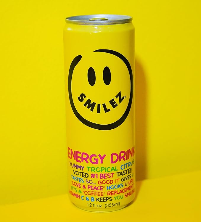 Smilez Energy Drink Tropical Citrus 12 Fl Oz Cans (Pack of 12)