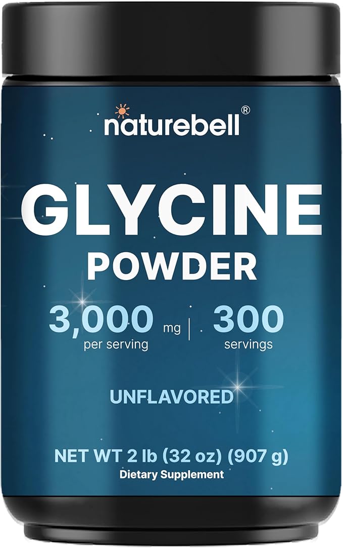 Glycine Powder 300 Servings (2 lb) – 3000 mg Free-Form Glycine Per Serving – Unflavored Pure Powder – Non-GMO cGMP Manufactured