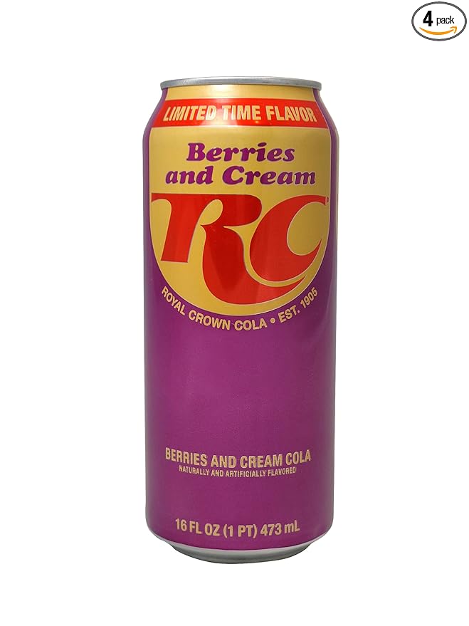 RC Cola Berries and Cream 4 pack of 16oz cans Royal Crown
