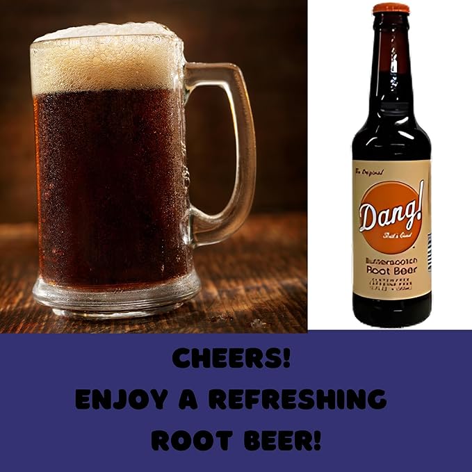 Dang Butterscotch Root Beer | Delicious Butterscotch Root Beer with Real Cane Sugar | 12 oz Glass Bottles with Crazy Soda Pop Bottle Opener (12 Pack)