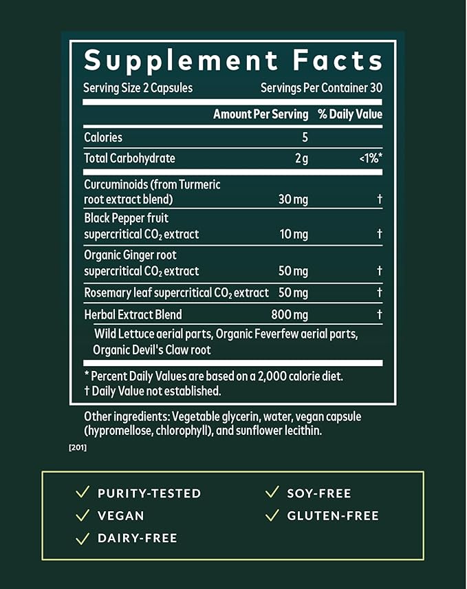 Gaia Herbs Turmeric Supreme Ache- Helps Provide Relief of Occasional Aches - with Turmeric Curcumin Black Pepper Devil’s Claw Ginger Feverfew &amp More - 120 Liquid Phyto-Capsules(60-Day Supply)