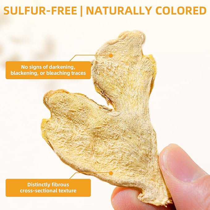 Wanhua Hall Dried Ginger Slices Dehydrated Ginger 7.o5oz/200g No Sugar Dried Ginger Root Dried Ginger for Tea 姜片 干姜片