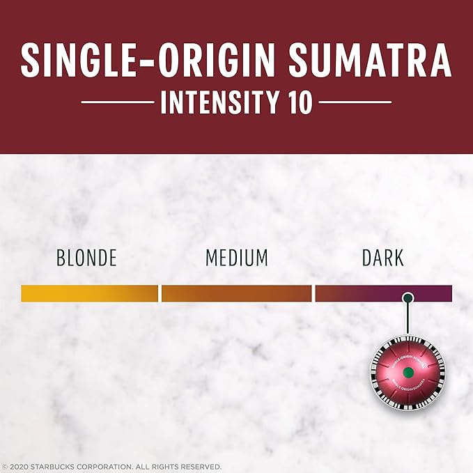Starbucks by Nespresso Vertuo Single-Origin Sumatra Dark Roast Coffee 32-count Coffee Pods Brews 7.8 oz.