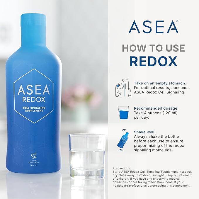 ASEA - Asea Redox - Redox Molecules for Cellular Health &amp Communication - Supports Immune Brain Heart &amp Hormonal Function - 4Pack