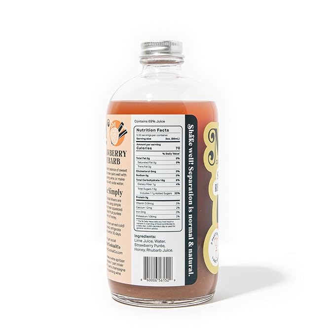 Mixly Strawberry Rhubarb Mixer Made with Fresh Squeezed Juice Ready to Drink Use with Vodka Gin Soda Water 16 oz.