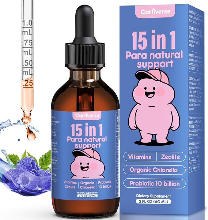 Parasite Cleanse for Humans &amp KidsParasite Cleanse for ChildrenZeolite Detox Liquid DropsCandida Cleanse &amp Wellness FormulaContains wormwood black walnut cloveOrganic ChlorellaOregano2