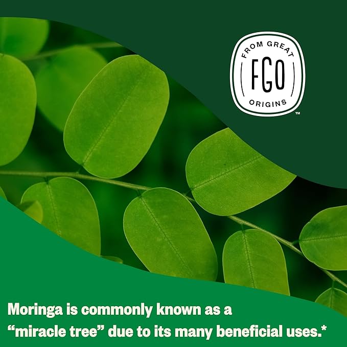 FGO Organic Moringa Tea 100 Count Eco-Conscious Tea Bags Resealable Bag Caffeine Free Packaging May Vary (Pack of 1)