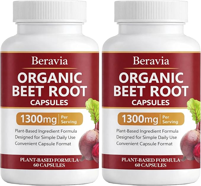 Organic Beet Root Capsules – 1300 mg Beetroot per Serving Supports Circulation &amp Daily Energy for Active Lifestyles Plant-Based Antioxidant Formula 60 Capsules (2)