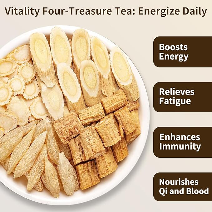 CHADUO Four Treasures Tea with Astragalus american ginseng Ophiopogon Codonopsis Root Ginseng Tea Natural Tired Relief 40bags/7.05oz 黄芪 麦冬 西洋参 党参 元气四宝茶