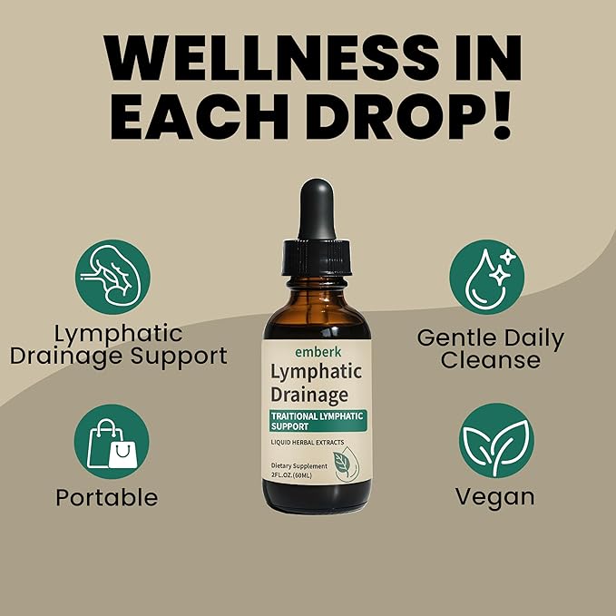 Lymphatic Drainage Drops 2000mg Herbal Blend with Elderberry &amp Echinacea Dandelion– Supports Lymphatic Drainage Immune System &amp Detox 2 fl oz (1pcs)