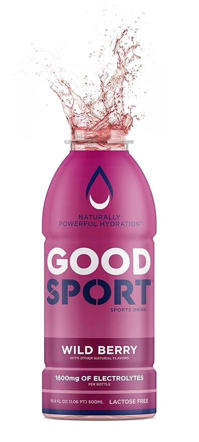 GoodSport Electrolyte Sports Drink Rapid &amp Long-lasting Hydration (16.9 Fl Oz (Pack of 12) Wild Berry)