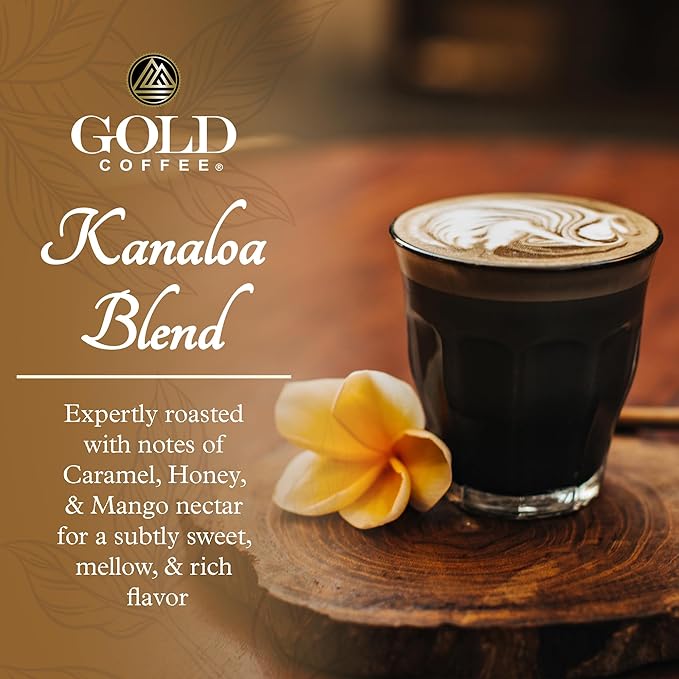 Gold Coffee Bundle | Kanaloa &amp Blue Mountain Medium Roast Ground |100% Arabica Coffee 12 oz. (Pack of 2)