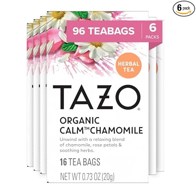 TAZO Calm Chamomile Herbal Tea Bags Caffeine Free 96 Total Tea Bags (16ct - Pack of 6)