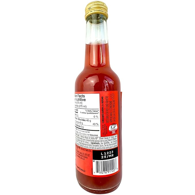 Lurisia Aranciata Rossa Blood Orange Soda 4 x 9.3 Fl Oz (275ml) Italian Soda - Sicilian Blood Orange - Citrus Orange Soft Drink - Red Orangeade - Carbonated Sparkling Fruit Juice Beverage from Italy
