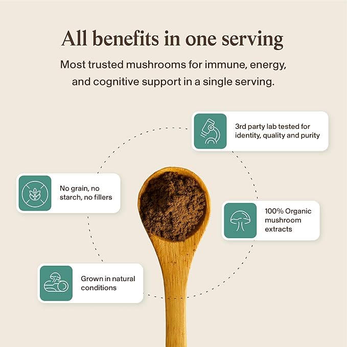 Real Mushrooms 5 Defenders - Adaptogenic Mushrooms Complex with Chaga Reishi Turkey Tail Maitake &amp Shiitake for Wellness Support - Mushroom Beta Glucan Capsules - 90 Count