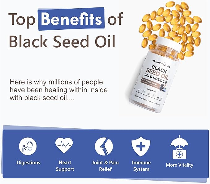ORGANICS NATURE Collagen with Sea Moss Vanilla Caramel &amp Black Seed Oil Caps. 1000MG Softgels Bundle.
