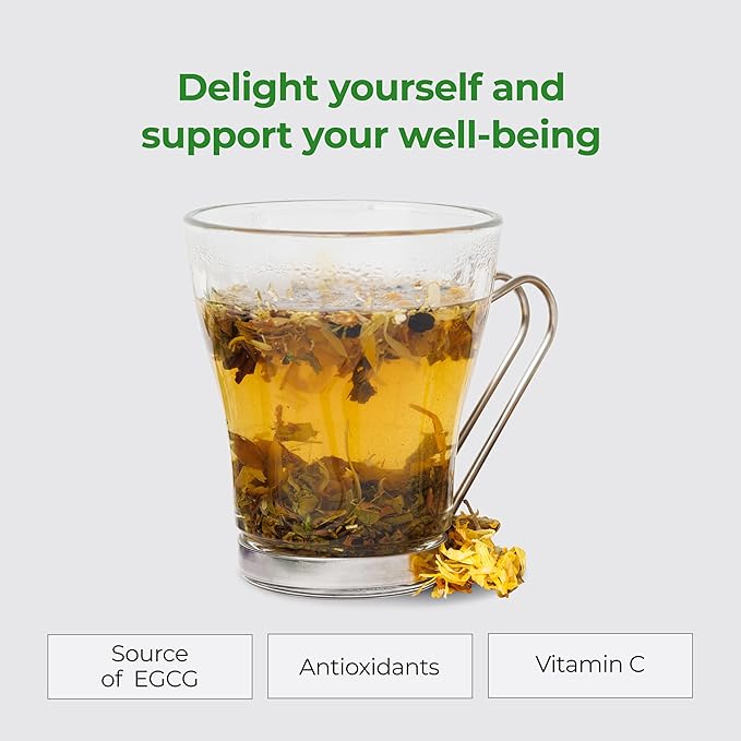 Michelle Peiret Immunity Tea Natural Green Tea Premium Blend for Immune System Support Antioxidant-Rich Rooibos Tea EGCG Source 15 Servings