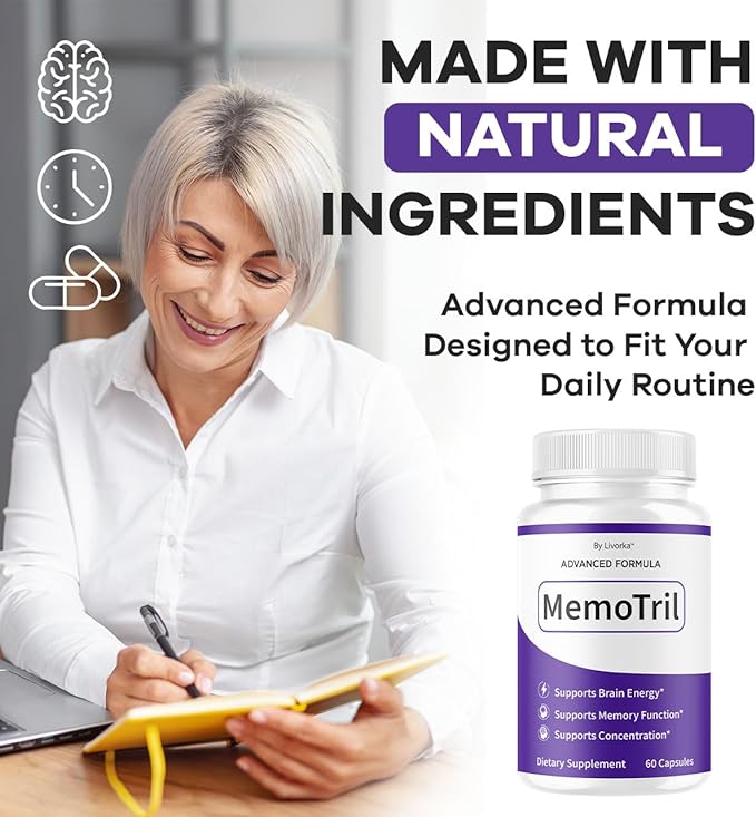 (2 Pack) Memotril Capsules - Official Memo Tril Advanced Brain Health Supplement Support Pills All Natural Formula Memotril Vitamins For Overall Health &amp Wellness Reviews 120 Capsules For 2 Mont