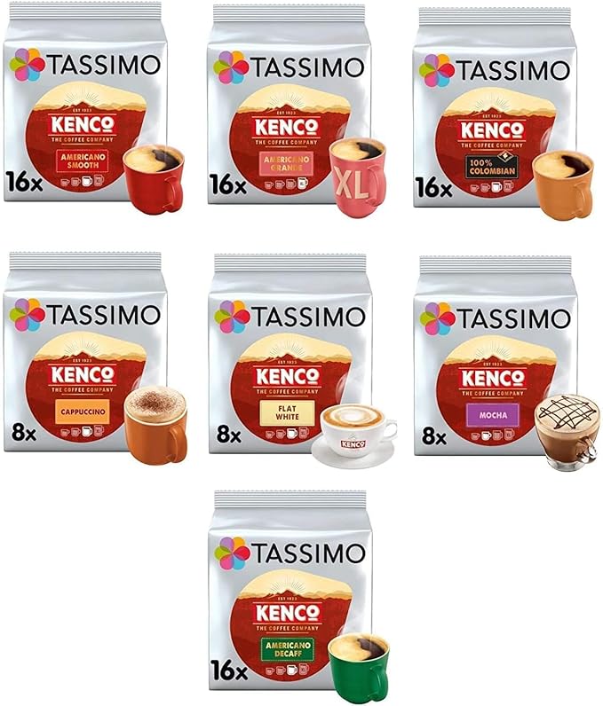 Tassimo Coffee Tea Chocolate Pods. Pick Any 3 Packs from 50+ Blends Including Kenco Costa Jacobs Hot Chocolate Chai latte Baileys Cadbury Milka Oreo Cafe Hag and More.