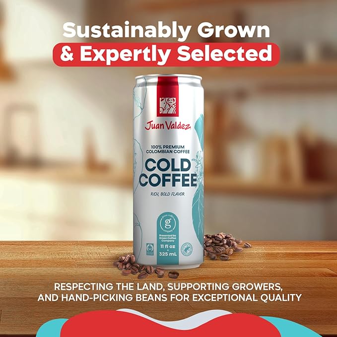 Juan Valdez Cold Brew Coffee | 11oz Can | 24 Pack | Premium Colombian Coffee | Single Origin | Specialty Gourmet | Fair Trade Coffee | Rainforest Alliance