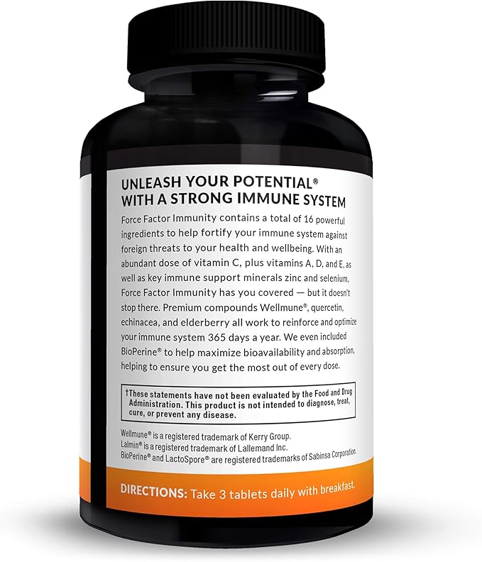 Force Factor Immunity Immune Support Booster with Elderberry and 1000mg of Vitamin C Plus Vitamin D Zinc Probiotics Antioxidants and Echinacea for Immune Health Defense 90 Count (Pack of 2)