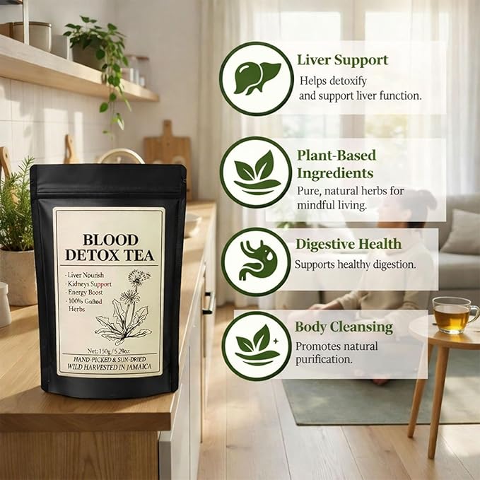 Jamaican Healing Garden Blood Detox Tea 150 G Herbal Tea Blend Herbal Tea with Guaco Burdock Root Cinnamon Moringa (2pcs)