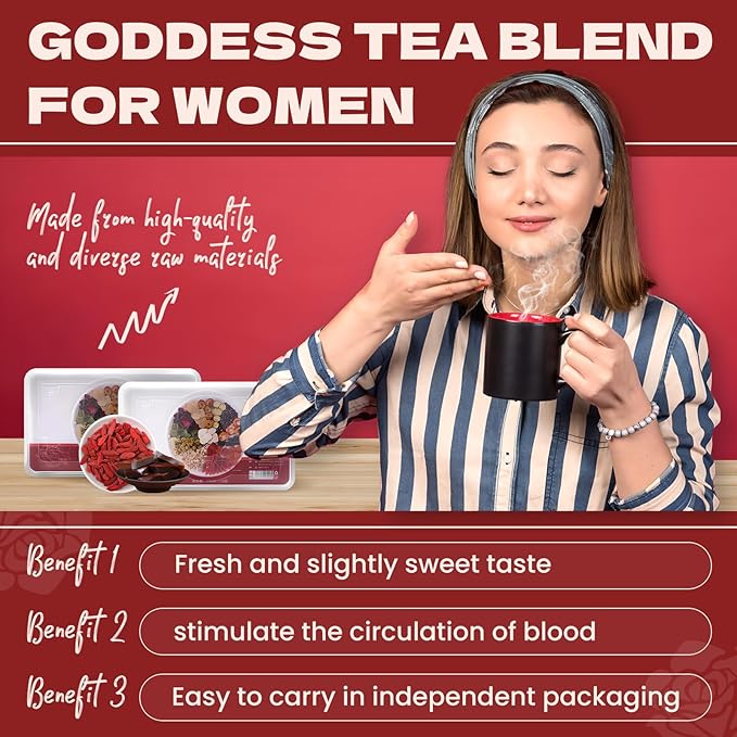 Goddess Tea Blend for Women 15 Cans Goddess Tea Blend Ginseng Treasure Ginseng EJiao Longan Herbal Tea Support Feminine Hormone Balance(2)
