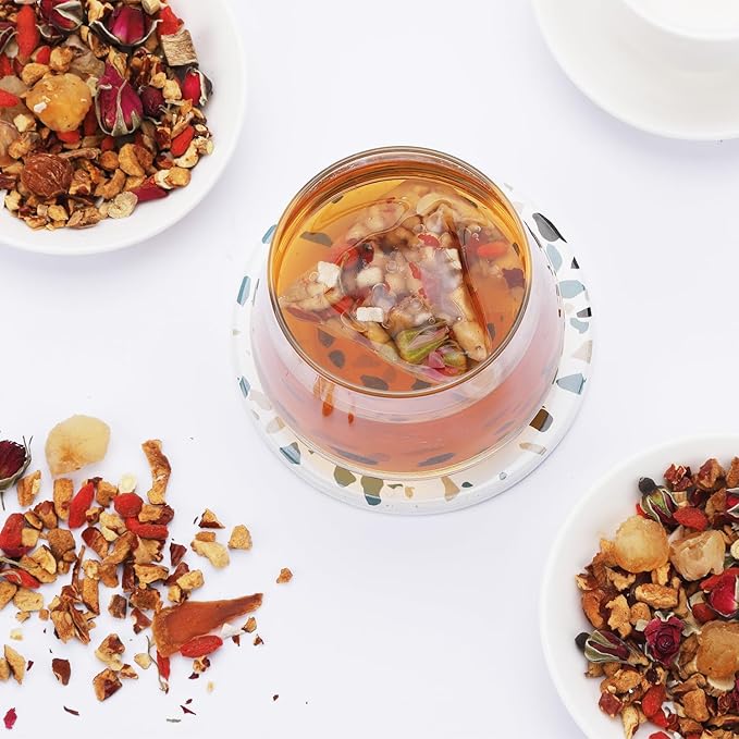 Red Ginseng Eight Treasure TeaAstragalus Rose Tea Red Ginseng &amp Rose Herbal Tea Blendwith Rose Goji BerryAstragalus -ForNatural Vitality &ampMen and women are suitable for drinking Glowing S