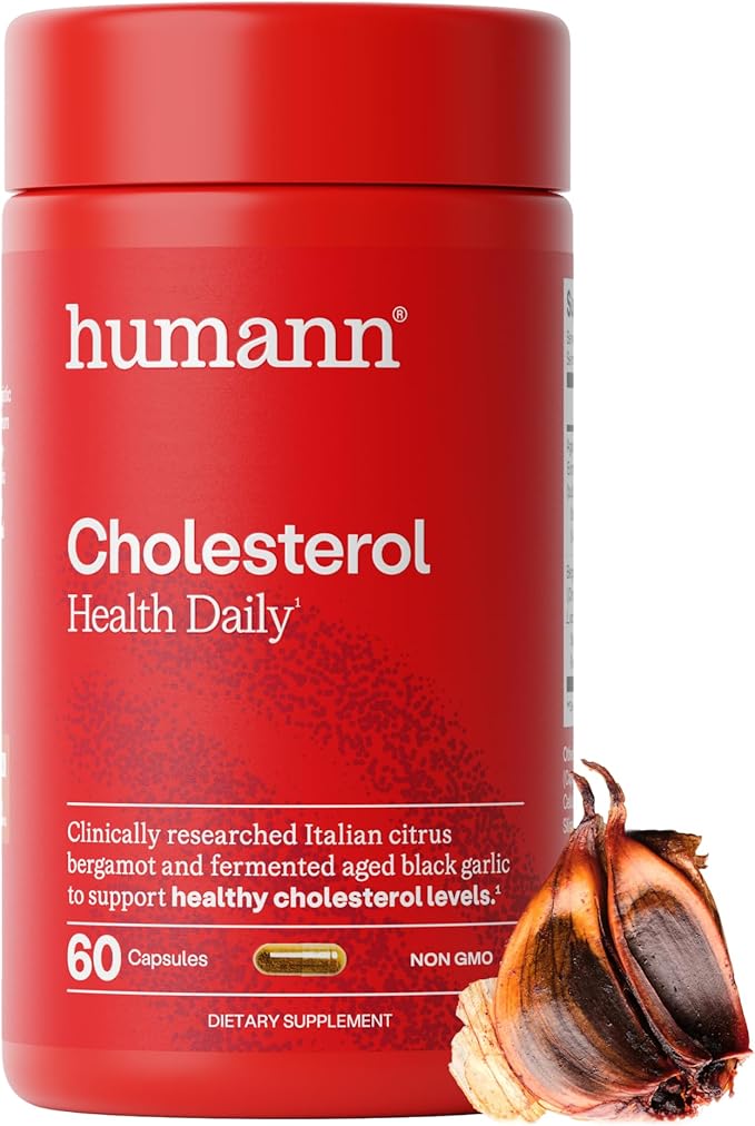 Humann Cholesterol Health Daily Cholesterol &amp Lipid Support Supplement Citrus Bergamot and Aged Black Garlic 60 Capsules