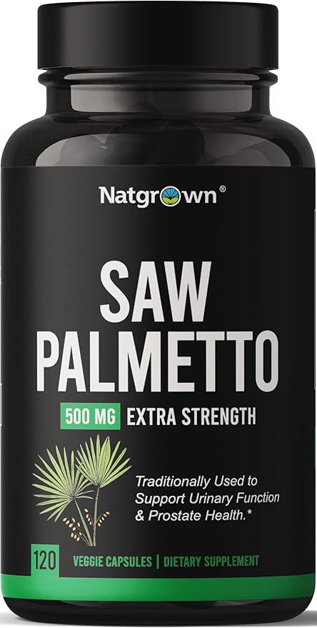 Natgrown Saw Palmetto for Men 500mg – Prostate Health Supplement with DHT Blocker for Hair Loss &amp Urinary Flow – 120 Vegan Capsules – Non-GMO Gluten-Free