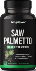 Natgrown Saw Palmetto for Men 500mg – Prostate Health Supplement with DHT Blocker for Hair Loss &amp Urinary Flow – 120 Vegan Capsules – Non-GMO Gluten-Free