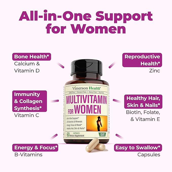 Women's Multivitamin + Turmeric Melatonin Valerian Bundle. Joint Support and Cartilage Comfort Healthy Immune Response and Inflammatory Balance