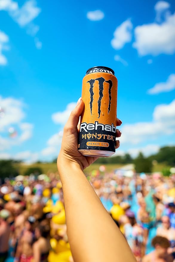 Monster Rehab Peach Tea + Energy Energy Drink 15.5 Ounce | Energy Iced Tea Pack of 15