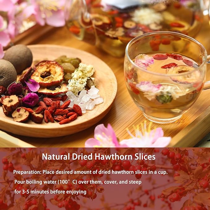 2 Bottles Dried Hawthorn BerriesHawthorn SlicesHollow Round Fresh HawthornsPure Natural Hawthorns Tea for Tea and Snacking - 500g/1.1lb