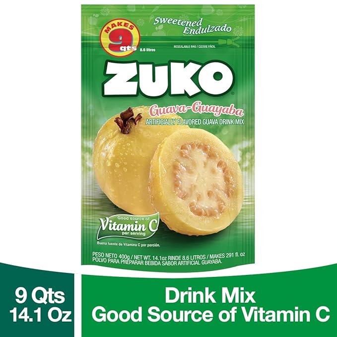 Zuko Guava Instant Powder Drink | Family Pack | No Sugar Needed | Vitamin C | 14.1 Ounce (Pack of 6)
